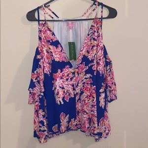 NWT Lilly Pulitzer Bellamie Top in Its Eelectric